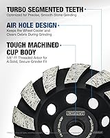 Vista 3 de CRALY Muela abrasiva de hormigón de 4-1/2 pulgadas para amoladora angular, 5/8 ''-11 rosca Arbor Turbo Diamond Cup Muela abrasiva para mármol