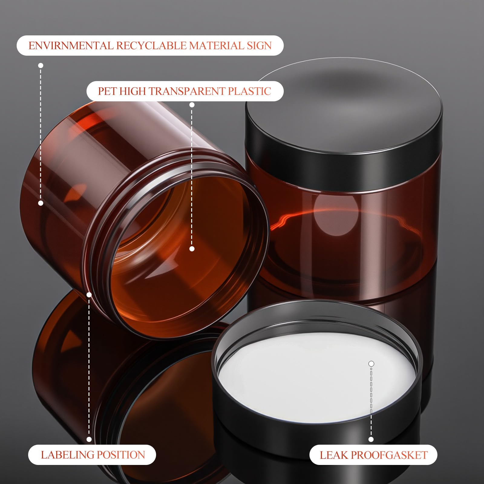 Patelai 60 contenitori in plastica con coperchio, rotondi, trasparenti, da viaggio, per cosmetici, lozioni, creme, unguenti, trucco, strass, campioni, per la cucina (ambra, 170 g)