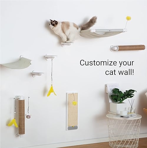 Miniatura 6 de SVD.PET Paquete de 2 escalones de pared para gatos, escaleras de escalada para gatos con almohadilla de fieltro reemplazable, estantes de escalada