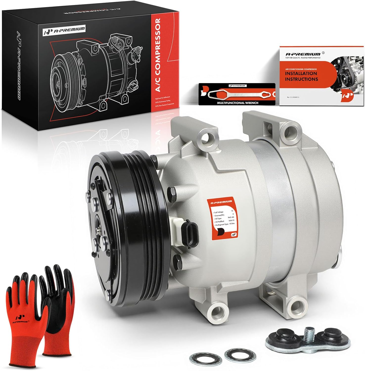 A-Premium Air Conditioner AC Compressor with Clutch Compatible with Chevrolet Corvette 5.7L 1997-2004