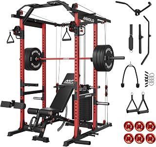Mikolo K6 2.0 Power Cage, Power Rack with Cable Crossover System, 2000LBS Squat Rack with LAT Pull Down System, Functional Trainer with Aluminum Pulley System for Home Gym