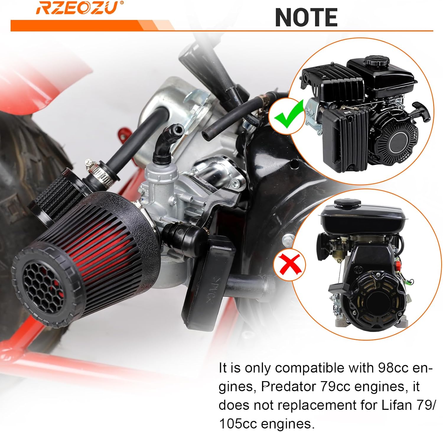PZ19 Carburetor Intake Manifold Kit Replacement for Predator 79cc 3HP 154F OHV Engine Coleman Mini Bike CT100U CC100X RB100 GK100 98cc GMB100 99cc Massimo MB100 79cc CK100 SK100 Go Kart Parts