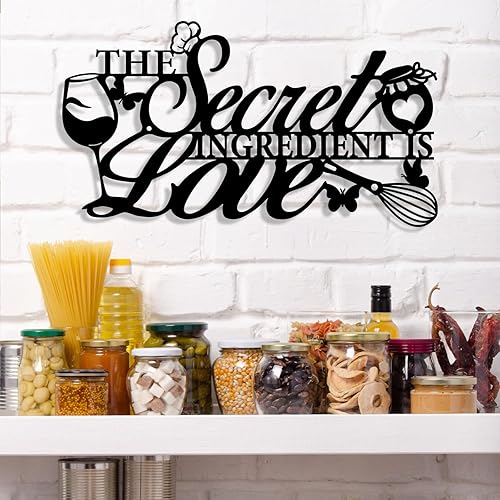 Miniatura 2 de Letrero de metal con texto en inglés "The Secret Ingredient is Love", decoración de pared de granja, comedor, cocina, regalo de inauguración de la