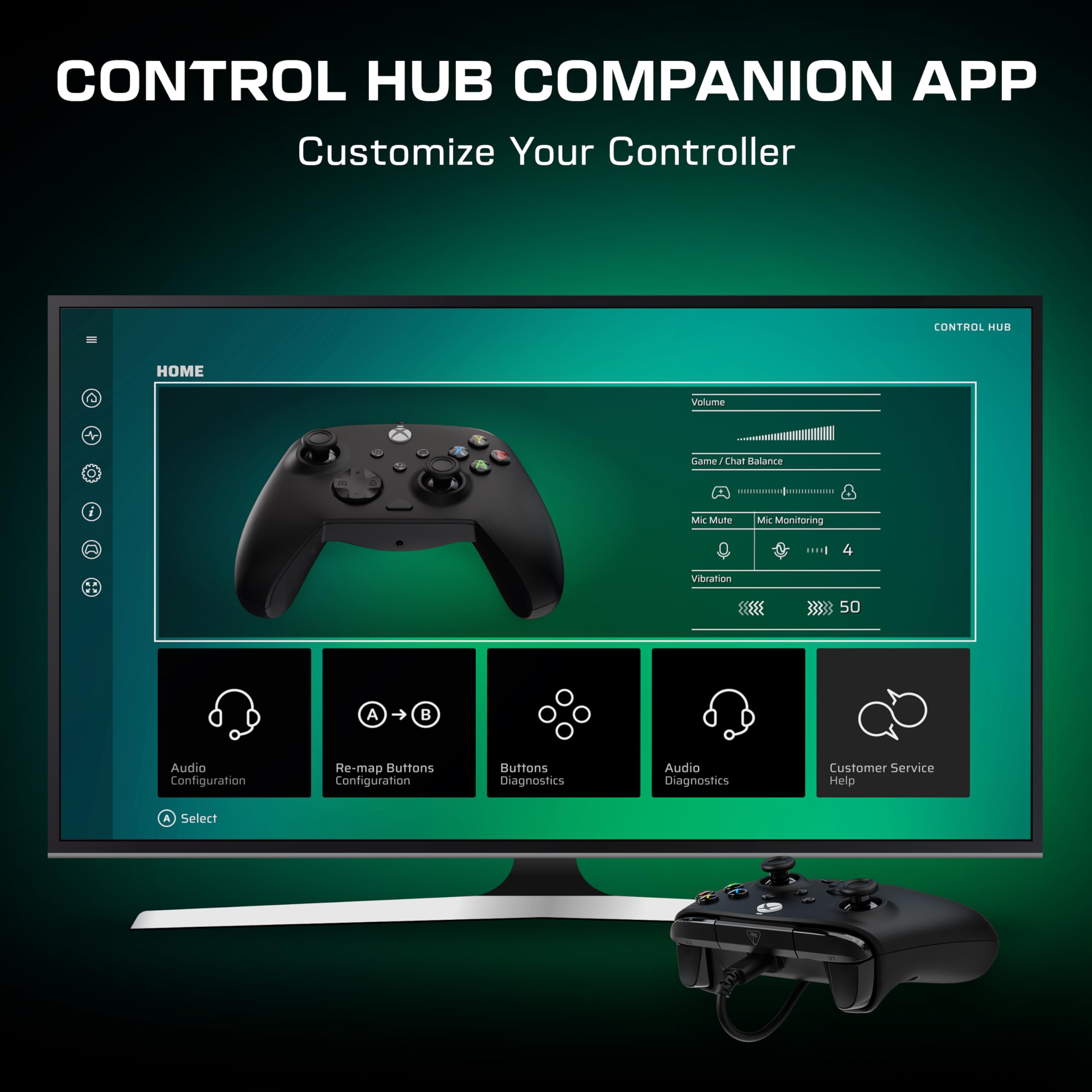 Turtle Beach Przewodowy kontroler gier Rematch Core: oficjalnie licencjonowany dla Xbox Series X|S, Xbox One i Windows 10/11 PC - pałeczki z efektem Halla, sterowanie audio, silniki Rumble i