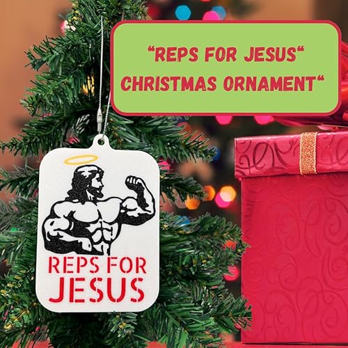 Miniatura 7 de Adorno de Navidad de Papá Noel para culturista, adorno navideño de culturismo, adorno de levantamiento de pesas de Papá Noel, fabricado en Estados