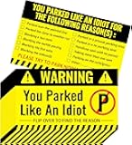 200 Pieces Bad Parking Cards You Parked Like an Idiot Card 3.5 x 2 Inches Funny Parking Violation Stickers Cards with Multi Violation Reasons