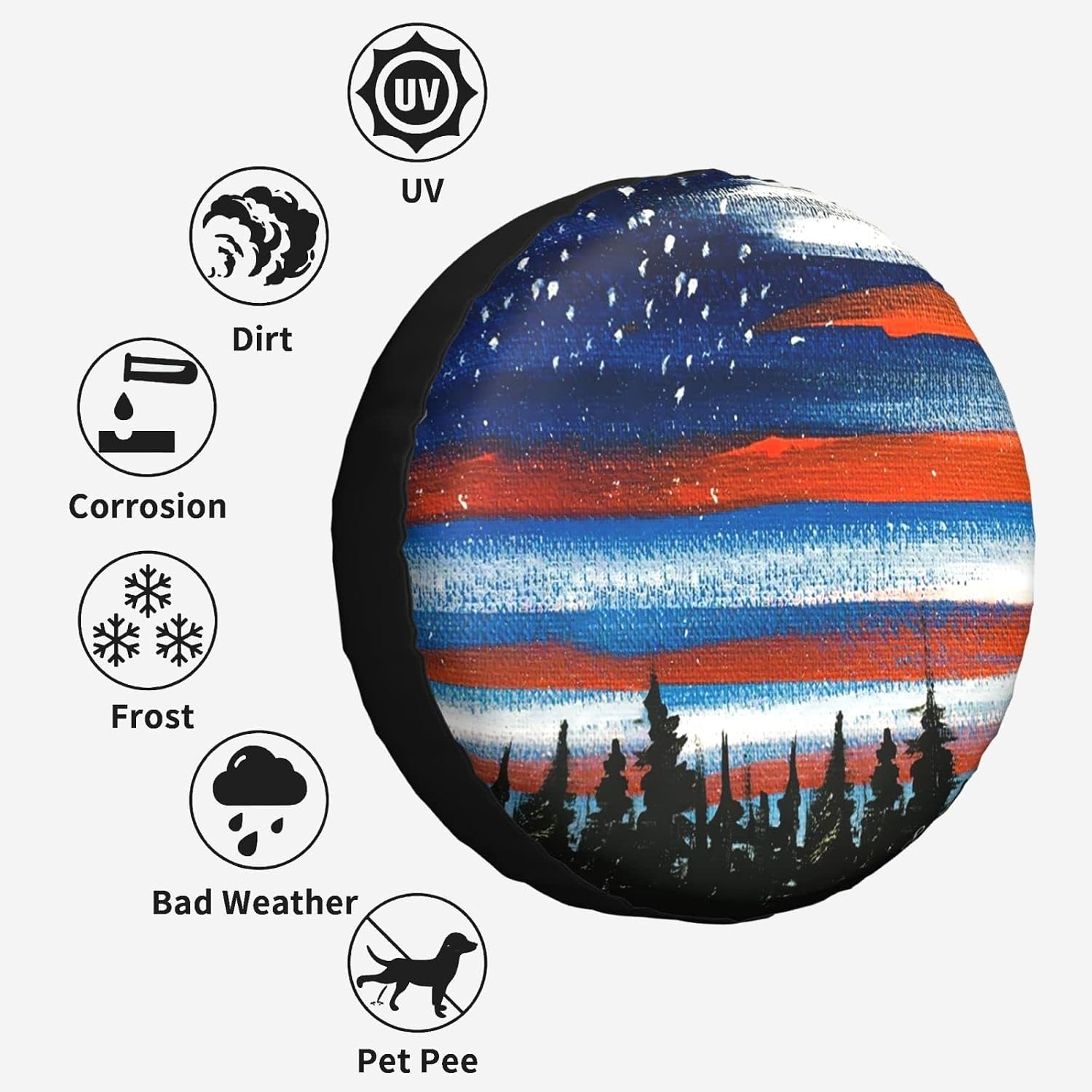 Spare Tire Cover Waterproof Sun Protection Fit for Trailers, RV, SUV, Off-Road Vehicle, Camper, and Trucks Black (15" for tire Diameter 27.55"-29.52")