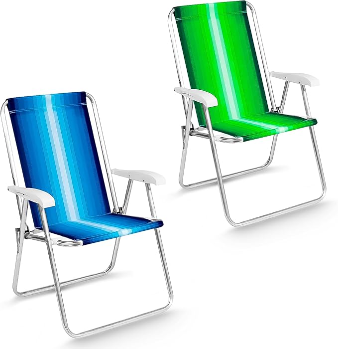 Kit 2 Cadeira Praia Alta Aço