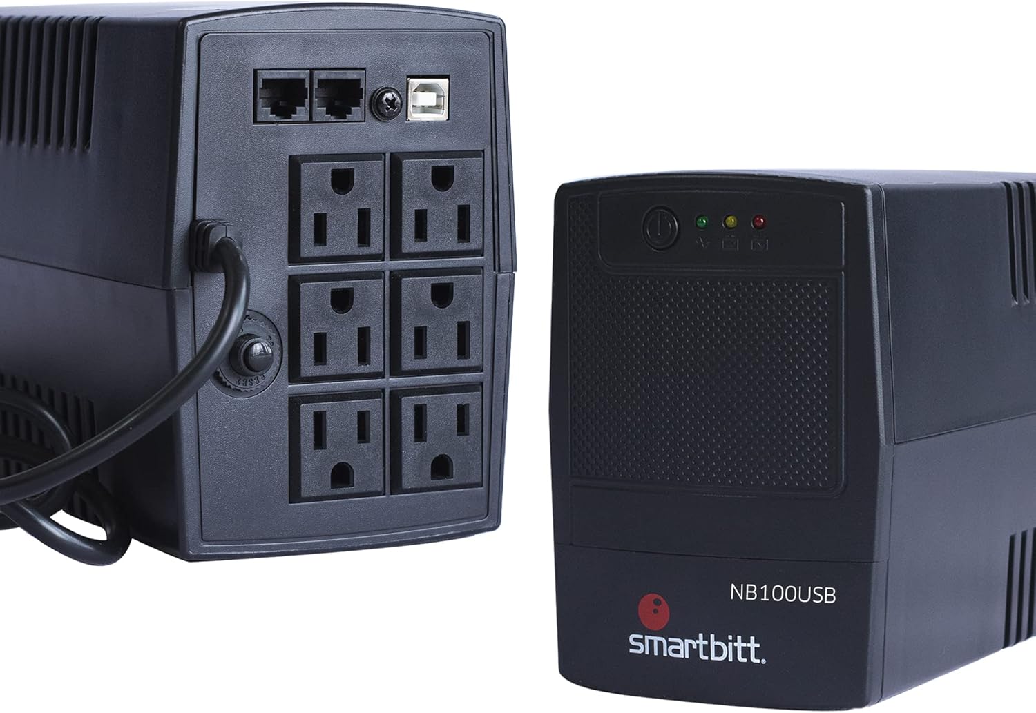 Rear view of Smartbitt SBNB1000 UPS showing outlets and ports