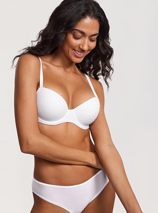 DOBREVA Lightly Padded Bras for Women Tshirt Supportive Demi Bra Underwire Plus Size