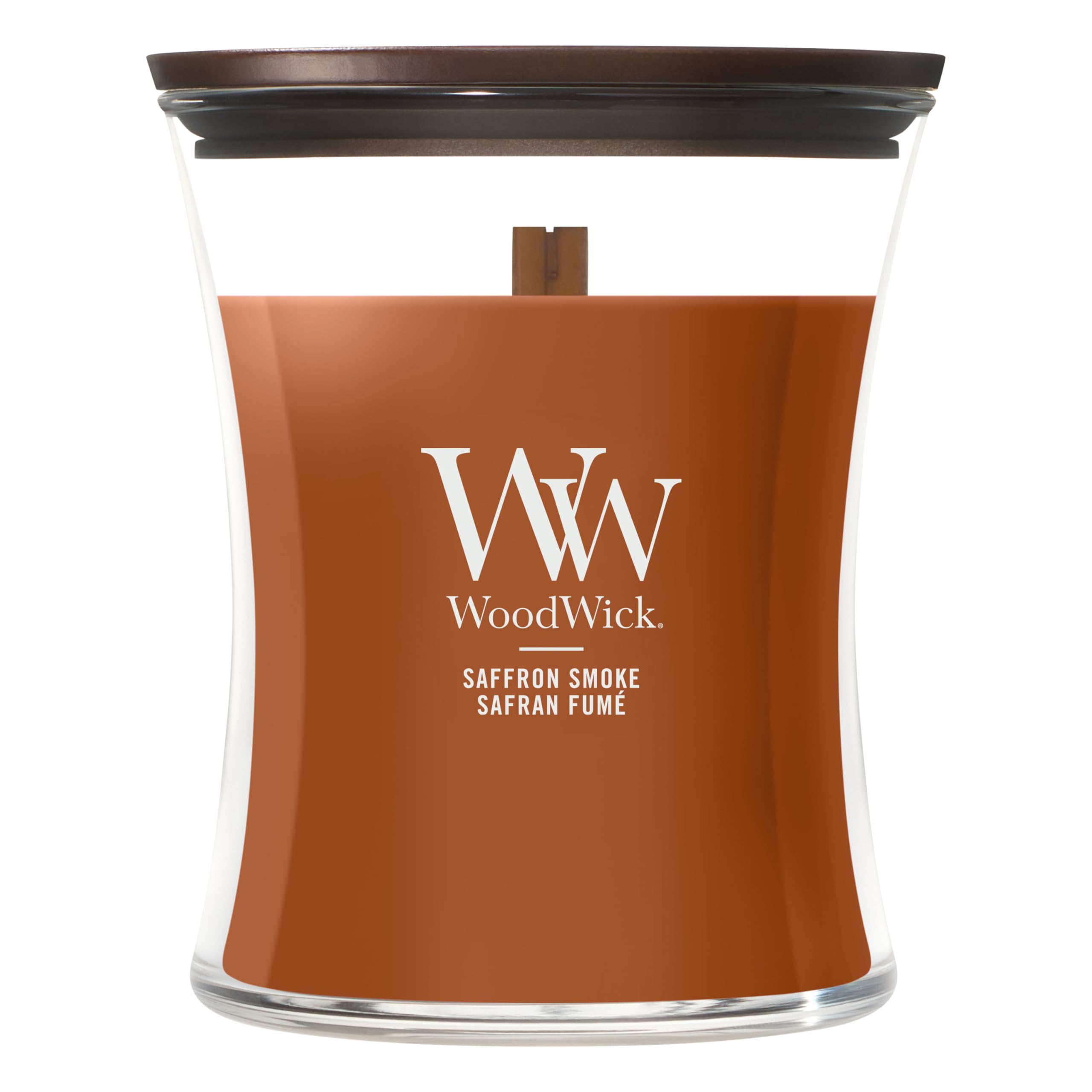 WoodWick Świeca zapachowa, duża świeca klepsydrowa, Saffron Smoke | idealne prezenty dla kobiet