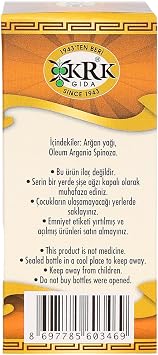 Doğal Argan Yağı (50 ml), Soğuk Sıkma, KRK Gıda, Argan Oil, Oleum Argania Spinoza, Cold Press