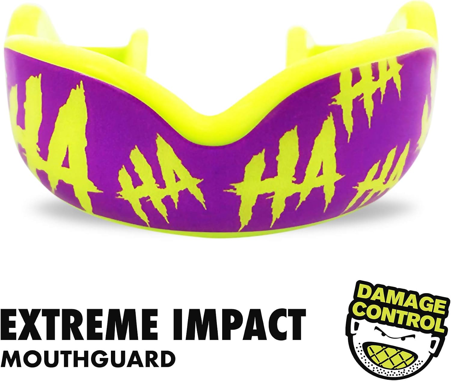 DAMAGE CONTROL Extreme Impact Mouth Guard – Sports Mouthguard for Boxing, MMA, BJJ, Hockey, Rugby, Lacrosse, & More – Mouthpiece for Teeth & Jaw Protection, for Youth & Adults (Adult, Hahaha)