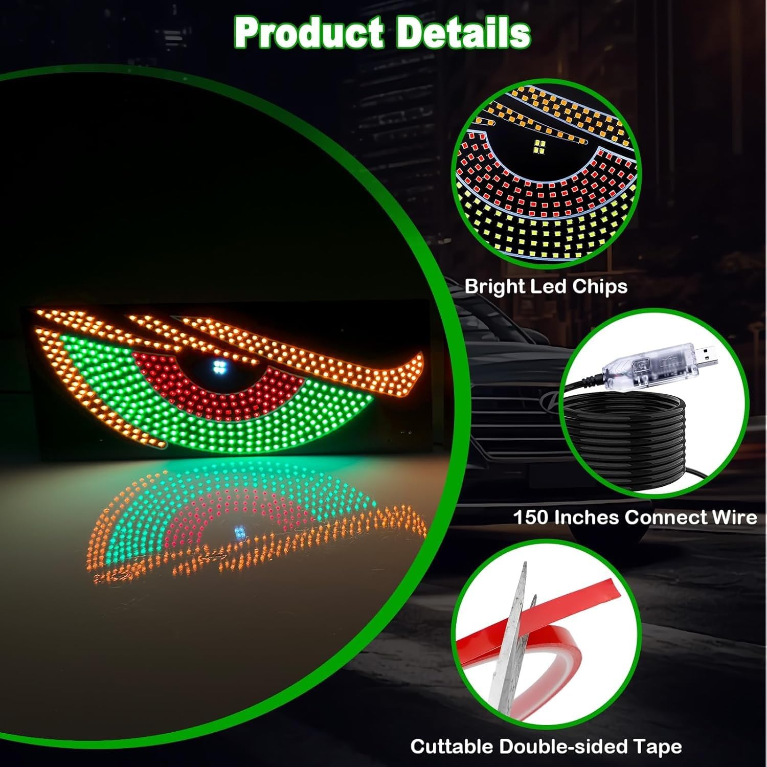 2PCS das böse auge, eine frontbrille das auto und es wurden die leds eingebaut: die leds 11. Die sats des suv pickup-truck rv