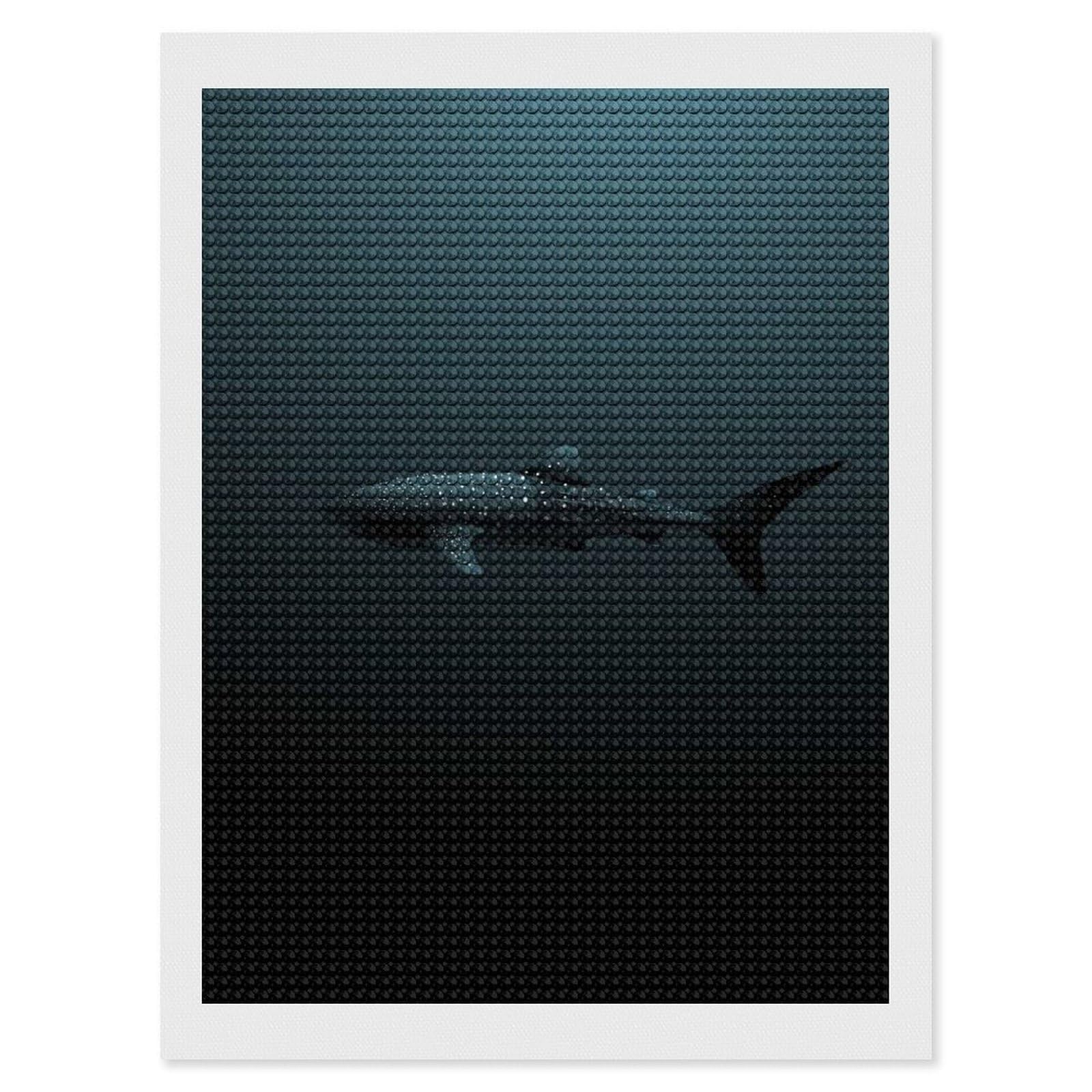 Junmoney Whale Shark Maldives Diamond Painting Canvas Set 12"x16", for Adults, Sparkling Round Gems, Thoughtful Handmade Gift, Modern Decor