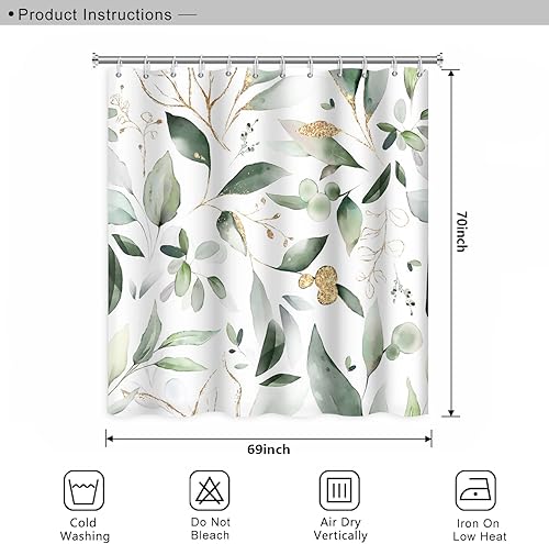 Miniatura 294 de Cortina de ducha de baño con temática de dinosaurio, cortina de ducha de hojas tropicales de dinosaurio verde con ganchos, cortina de ducha de tela