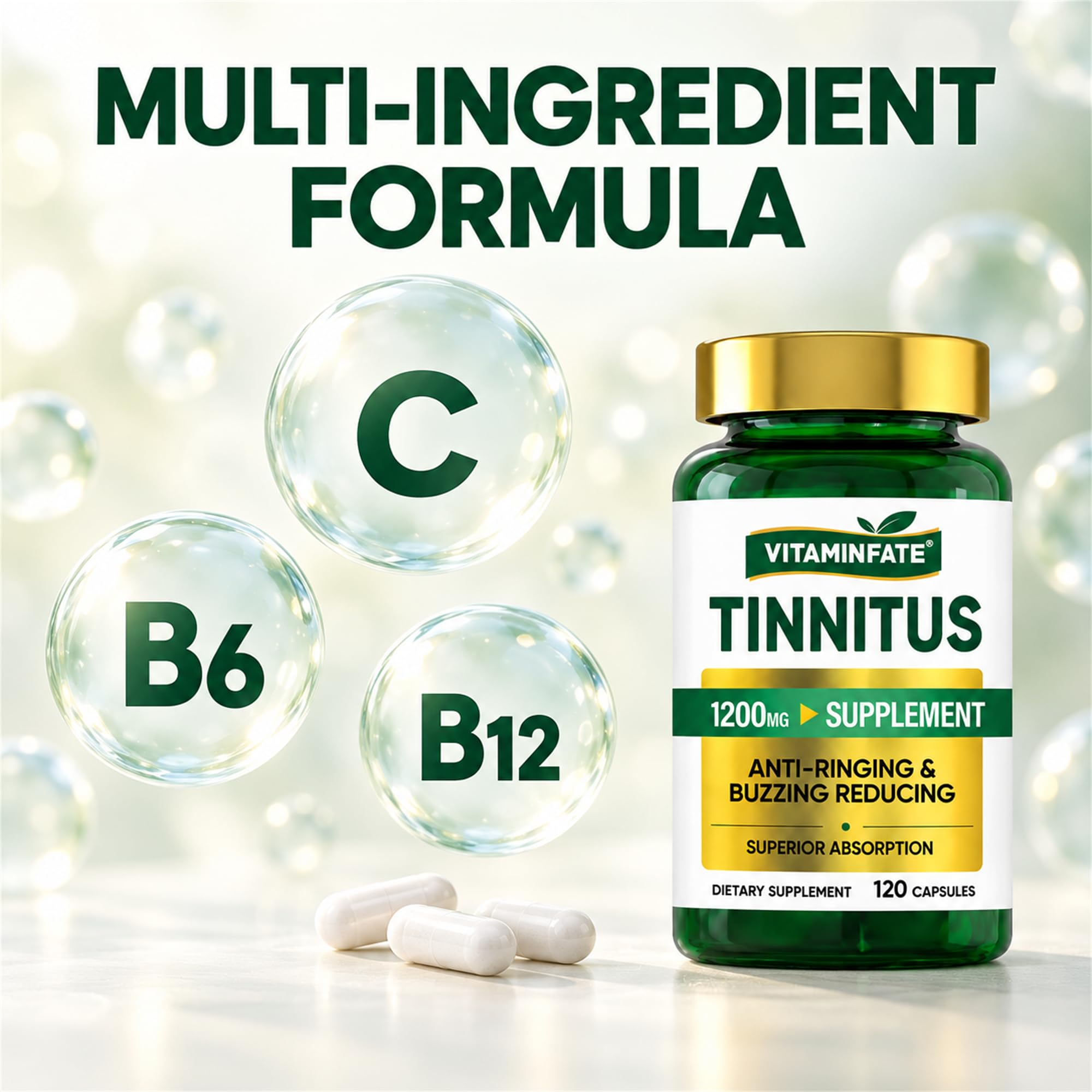 Tinnitus Relief for Ringing Ears, B Vitamins & Magnesium, 120 Capsules — Amazon image 5