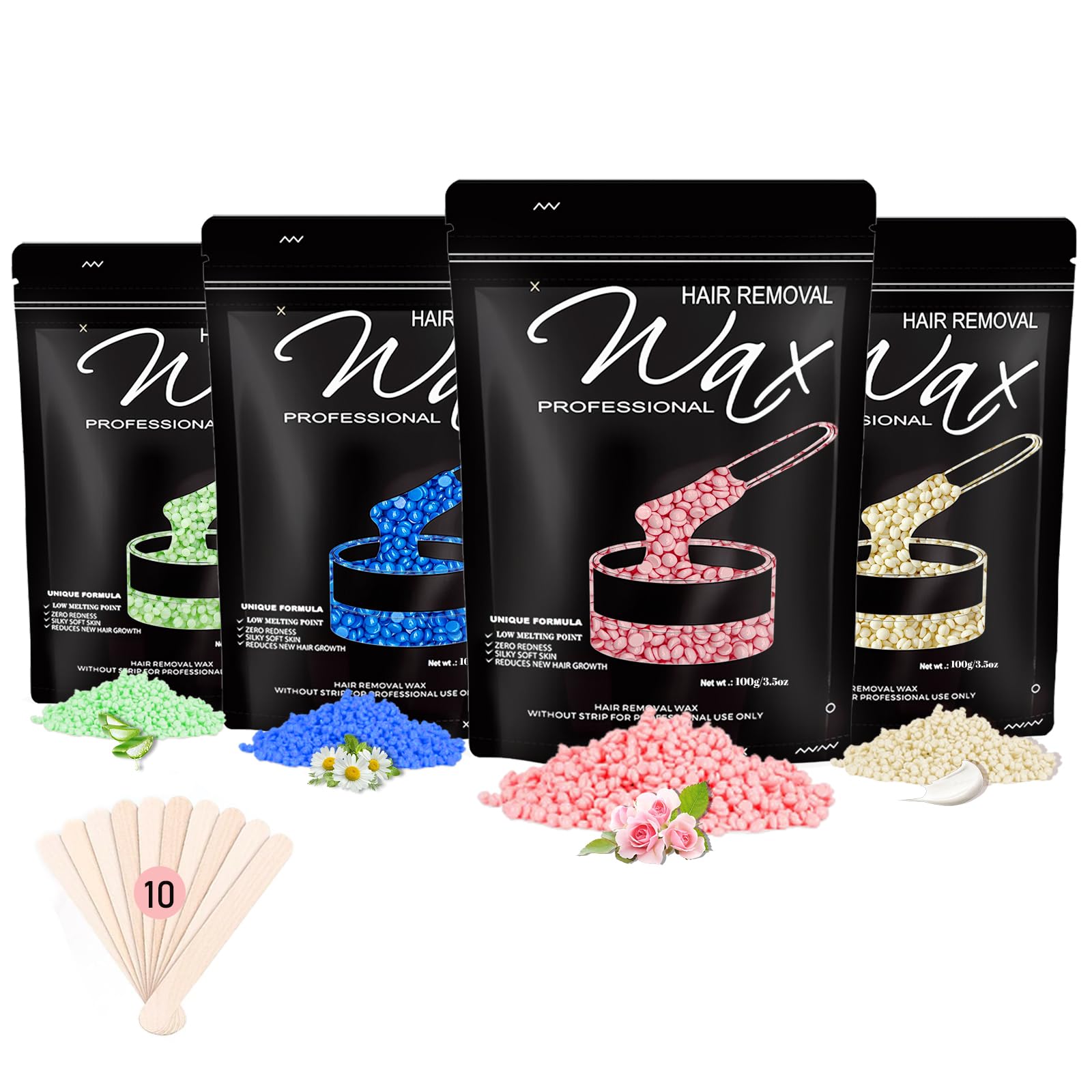 400g Wax Beads - Hard Wax Beads for Brazilian Bikini & Coarse/Stubborn Hair, Wax Beads for Hair Removal At-Home Waxing,Hard Wax Works on Face, Body, Legs