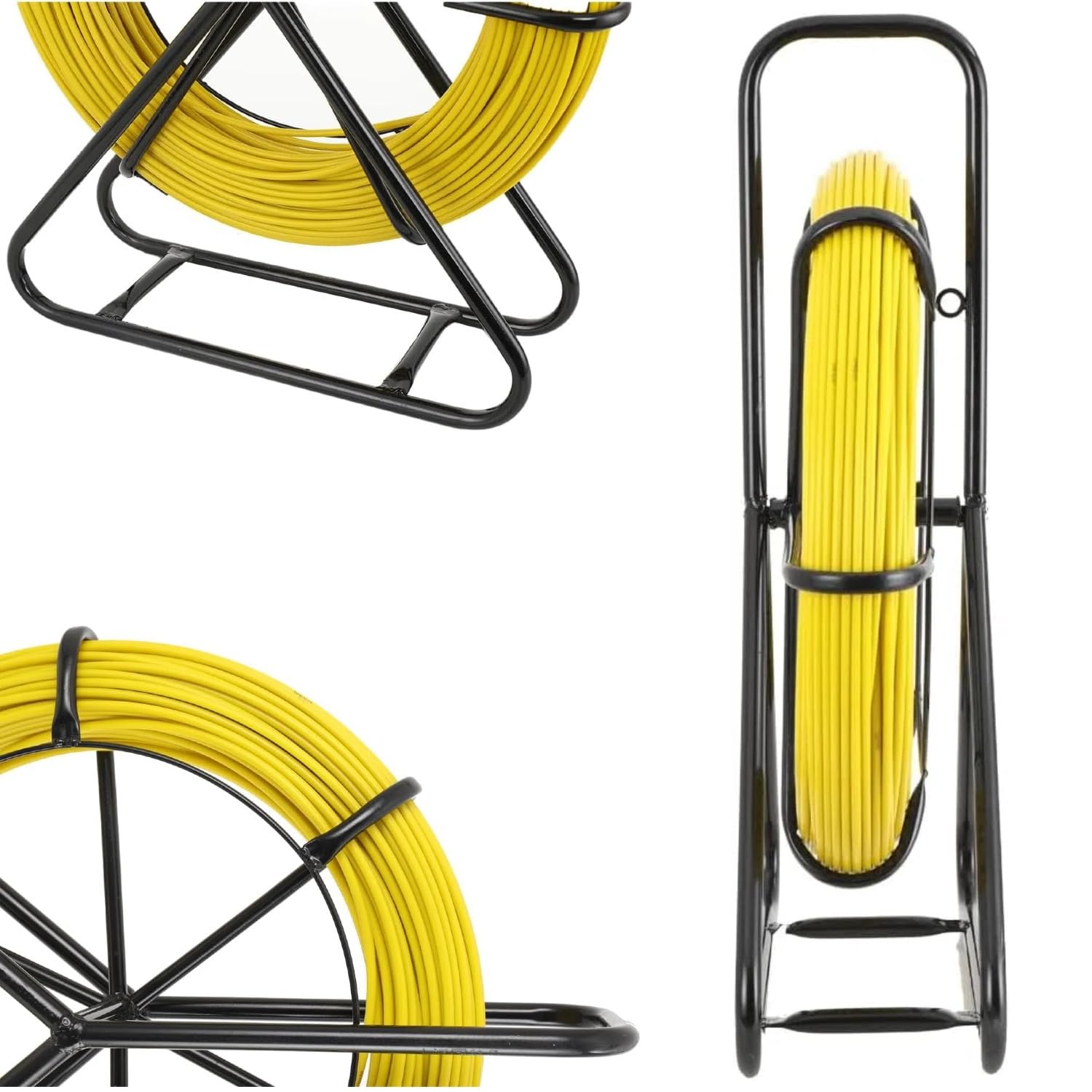 Guía de Fibra de Vidrio Fish Tape Cable de fibra de vidrio Cable Eléctrico de Fibra de Vidrio100m Ø6mm Conducto Cable Rodder Fibra de Vidrio Cable Rod Extractor con Jaula y Soporte