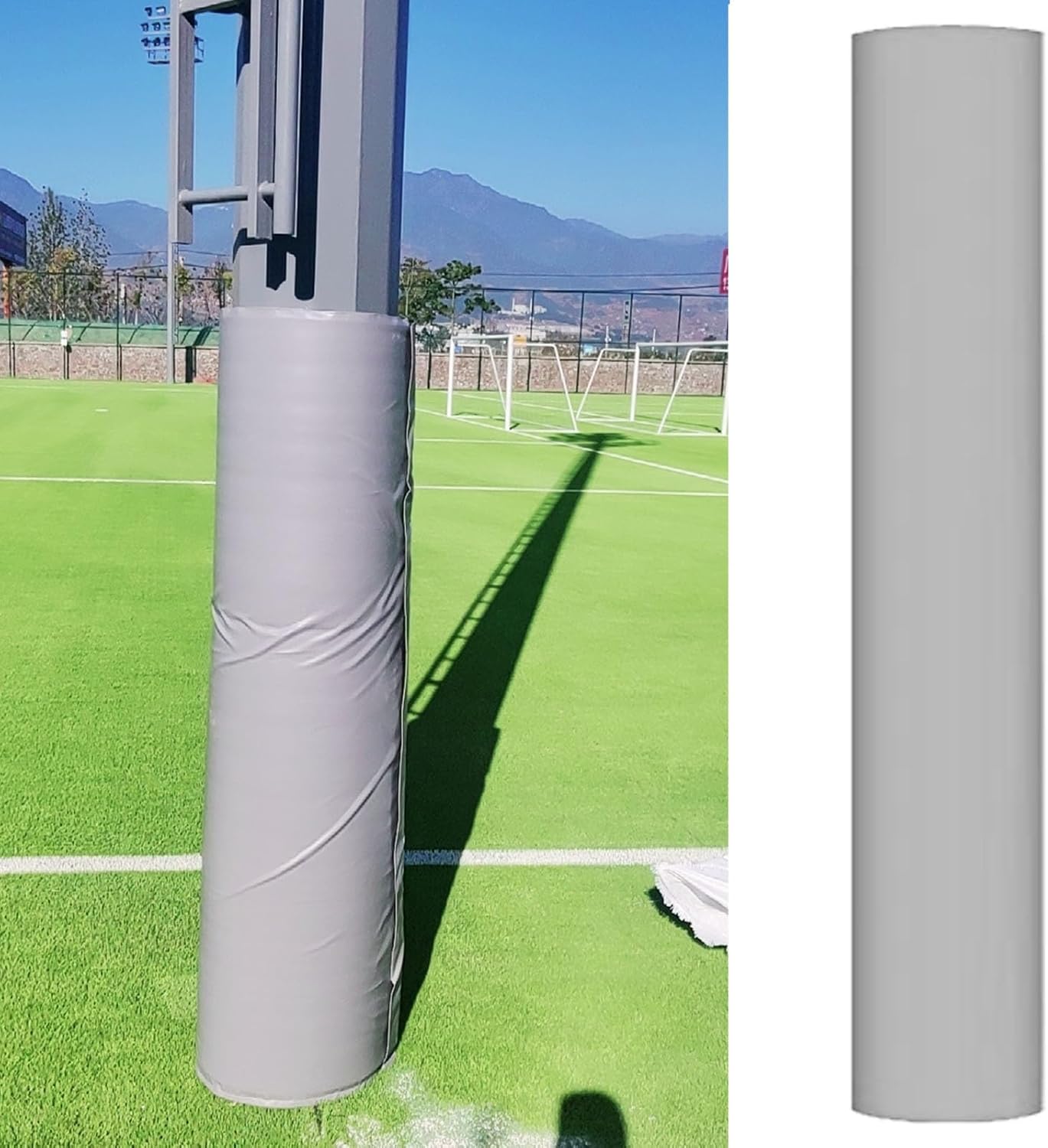 Basketball Pole Pad, Large Pole Padding Wrap Around Gray Round Garage Pole Protector Padding Basketball Pad Heavy Duty Safety Pads for Player Protection