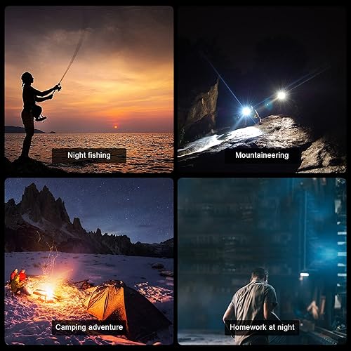 Miniatura 7 de Linterna frontal LED superbrillante recargable para adultos, 3 modos de iluminación, luz de búsqueda de alto lúmenes para trabajar al aire libre,