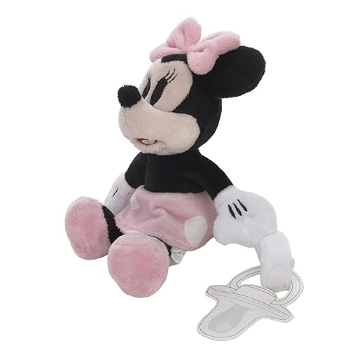 Miniatura 2 de Disney Minnie Mouse - Soporte para chupete de felpa con falda de lunares, color blanco, rosa y negro