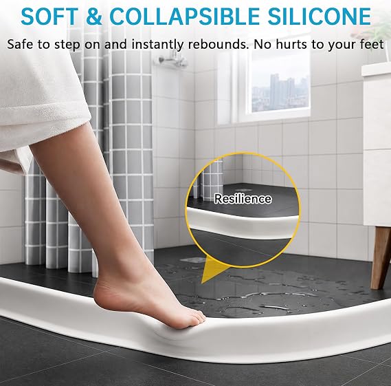 4'' High Shower Threshold Water Dam,Silicone Shower Water Guard (67)
