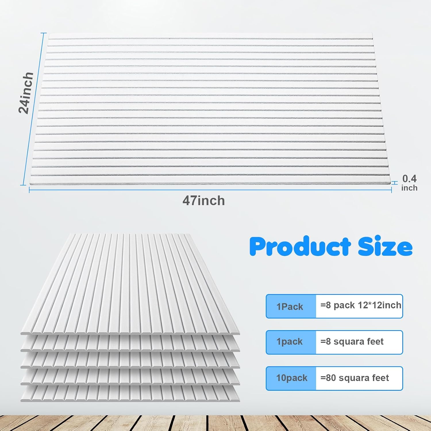 Woanger 10 Pack 47x24 Inch Large White Acoustic Panels, Acoustic Ceiling Panels Self Adhesive Soundproof Foam Wall Panel Decorative Sound Absorbing Wall Art for Bedroom Interior Walls Decor Office