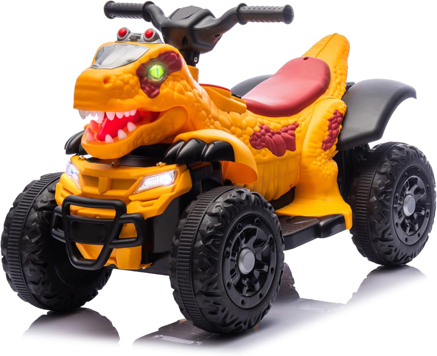 Electric Ride On Dinosaur ATV for Kids Age 3,12V Kids Electric Car with 4 Wheelers Ride On Toy with Music,Bluetooth & LED Lights,Birthday Gift for Unisex Child and Toddler (Blue)