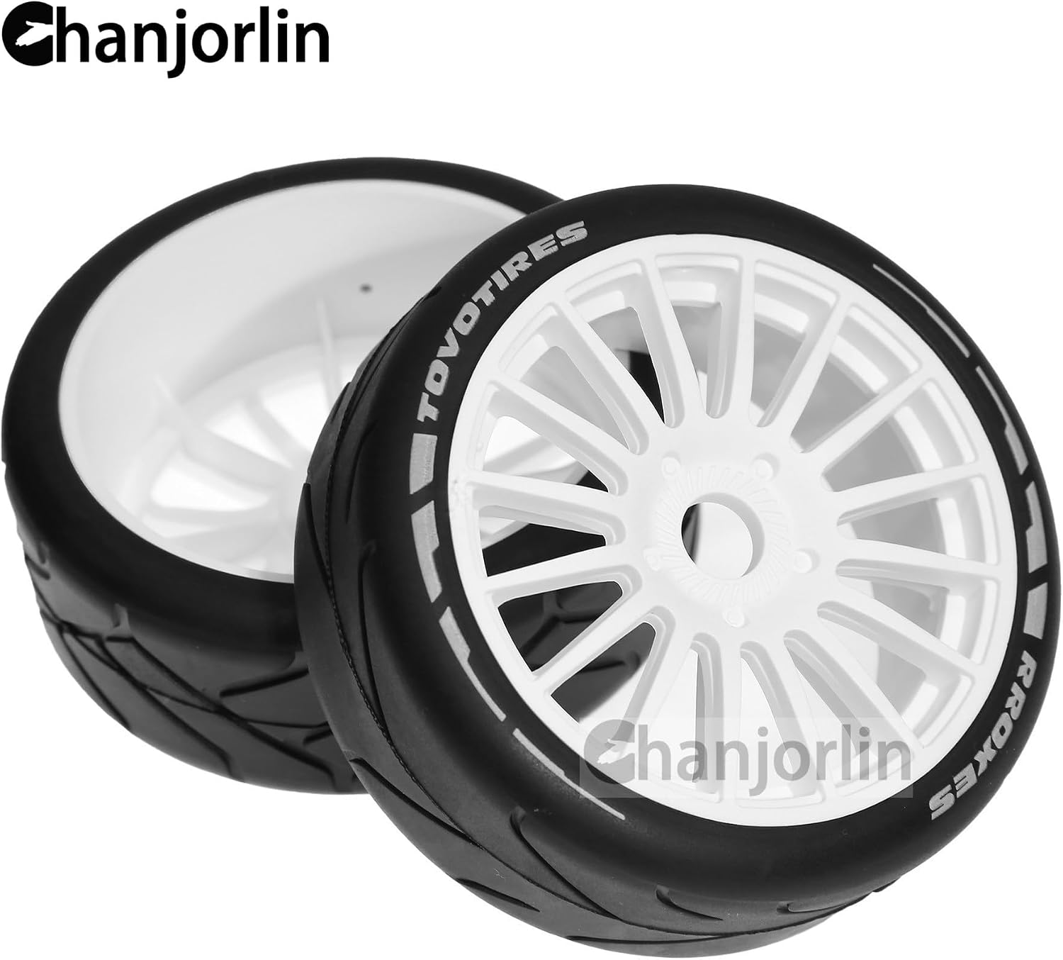 1/8 1/7 RC On Road Racing Rubber Tires OD 4.05" & Hard Plastic Street Wheels 17mm Hex for 1:8 1:7 Touring Rally Drift Car Tamiya HPI WR8 HSP ARRMA KM WRC C3 Kyosho GT2 Upgrade Part 4PCS