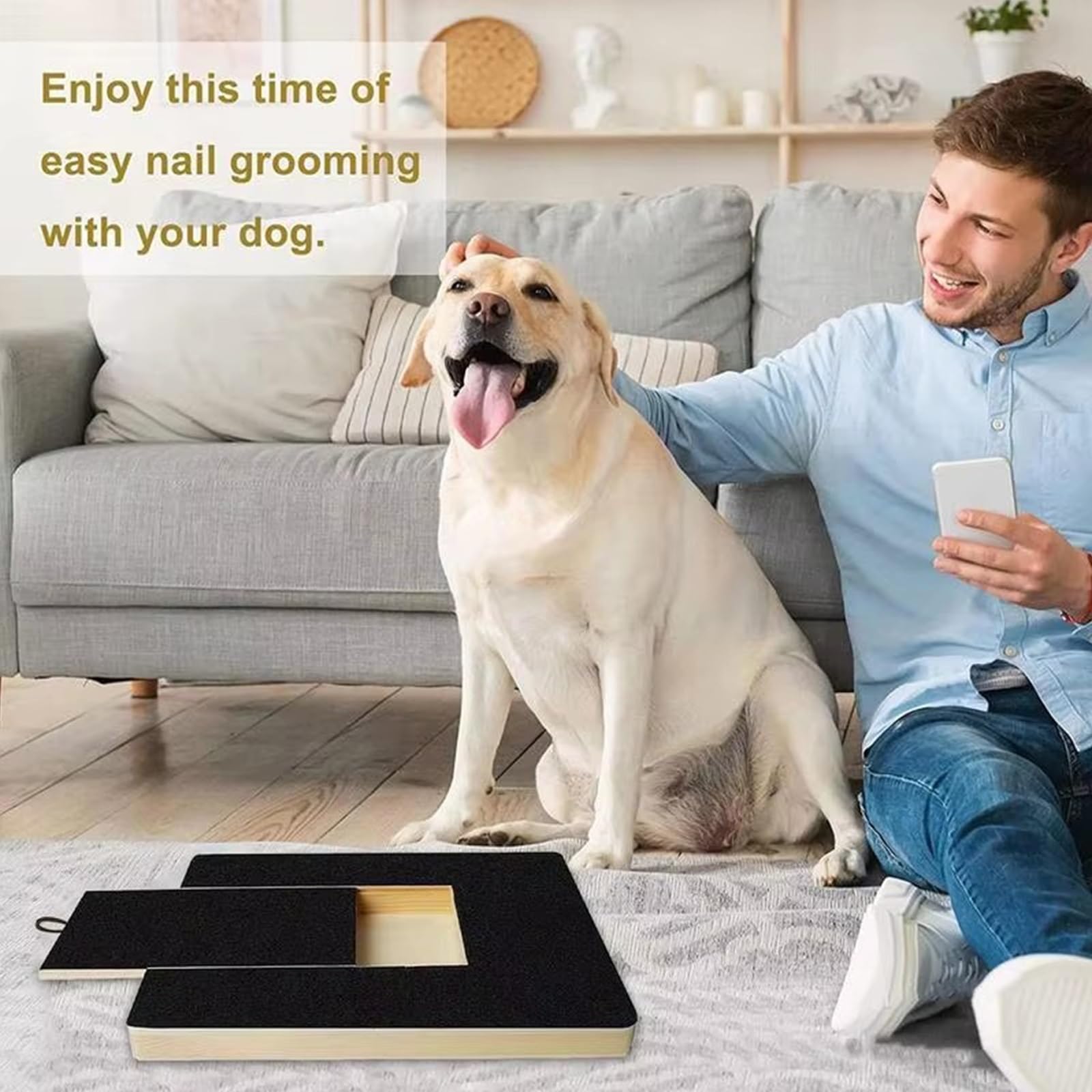 Tabla de corte de uñas para perros con cajón de golosinas, almohadilla interactiva para rascar para el cuidado de uñas sin estrés para perros de todas las razas