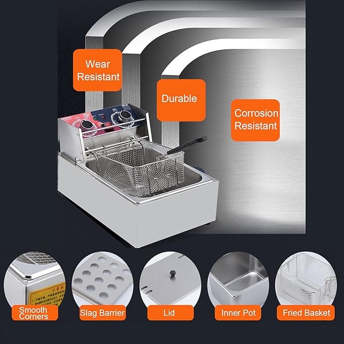 Sartén Eléctrico Comercial 10L 2500W Acero Inoxidable Control Temperatura miniatura 5