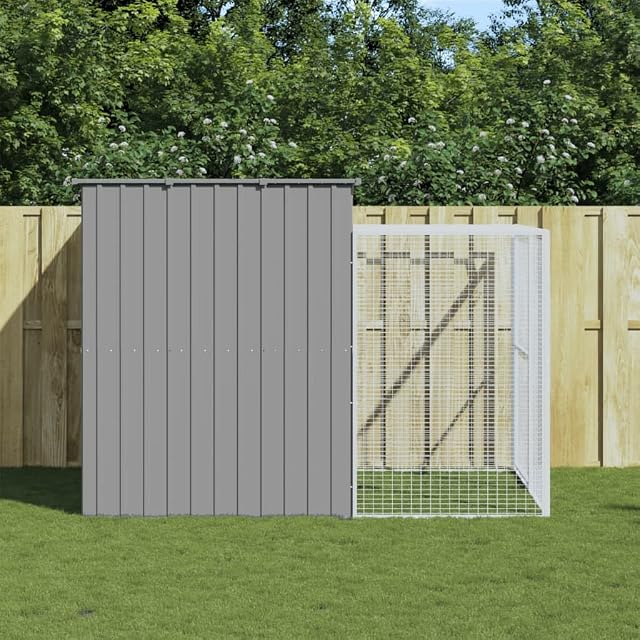 Foto 2 de 7 de vidaXL Caseta Perros Corral Acero galvanizado Gris Claro 214x253x181cm