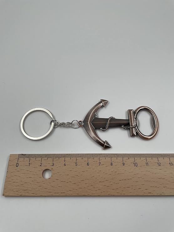 Onwomania - Anchor with Rope Bottle Opener Keyring - Metal Lucky Charm Ideal as a Gift e.g. for Best Friend Best Friend Mum - For Men Women & Children bronze
