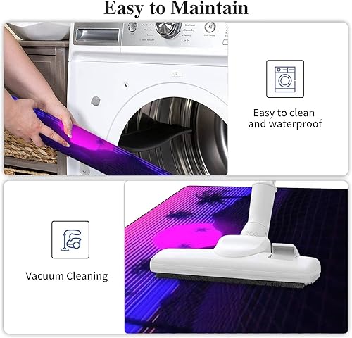 Miniatura 4 de Juego de alfombras de cocina 3D inspirado en la escena de los años 80, synthwave y retrowave musical, tapete de cocina para piso, antideslizante,