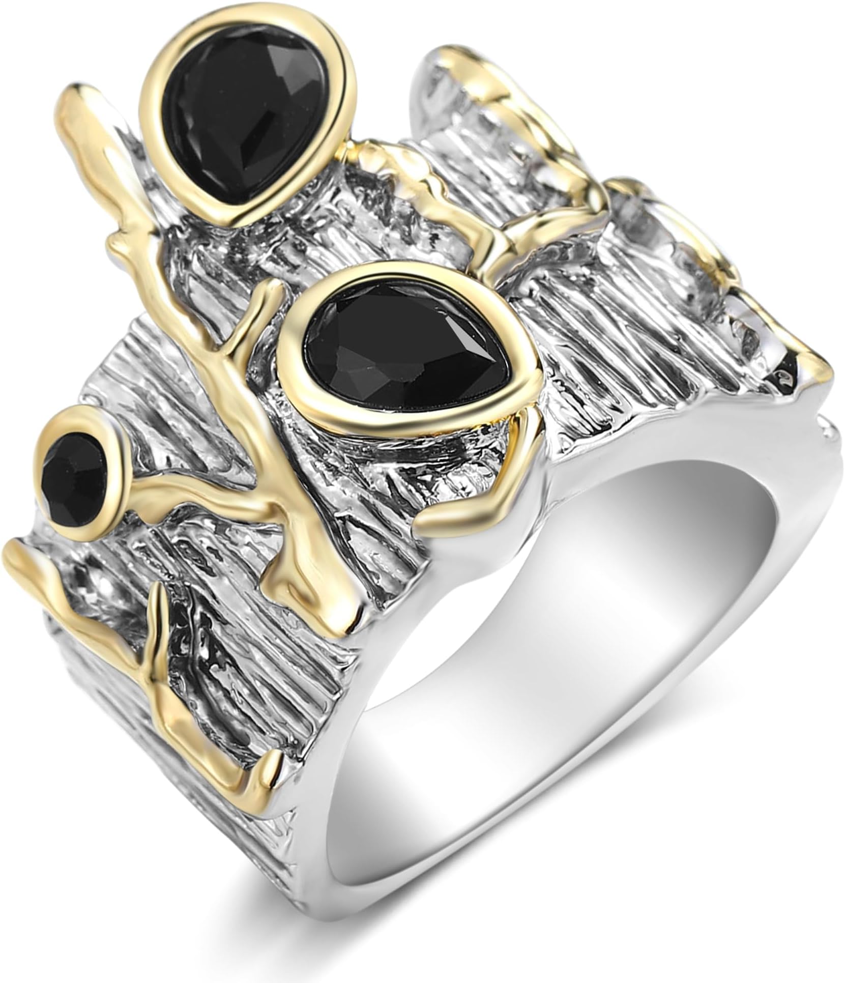 Gold and Silver Statement Rings for Women Wire Intertwined Design 18K Gold Plated Cocktail Rings Jewelry Gift
