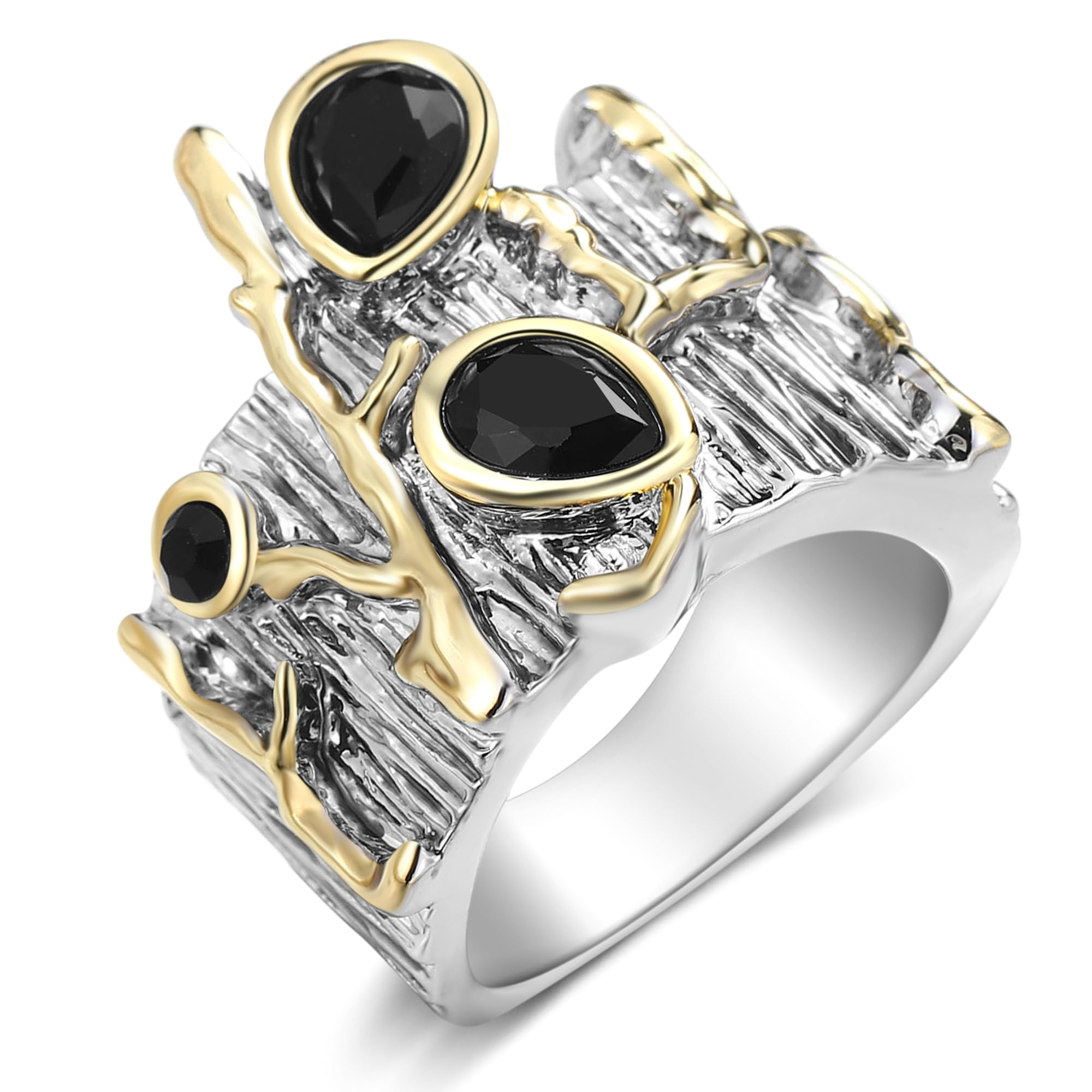 Mytys Gold and Silver Statement Rings for Women Wire Intertwined Design 18K Gold Plated Cocktail Rings Jewelry Gift