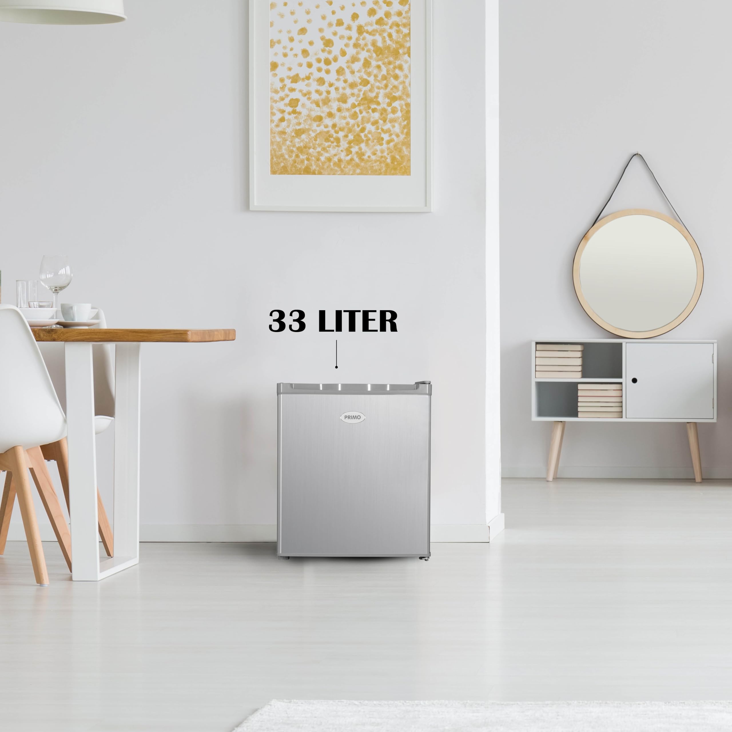 PRIMO PR116DV Mini congelador 33 L, clase energética E, 4 estrellas, plata