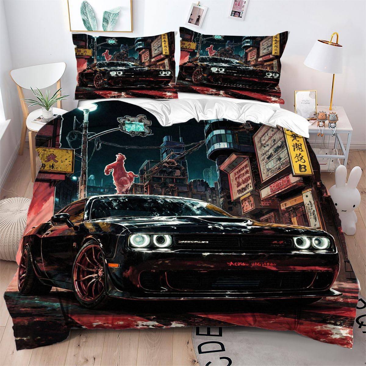 Housse de couette 160x200 cm motif rue 3D pour décorer la chambre ado