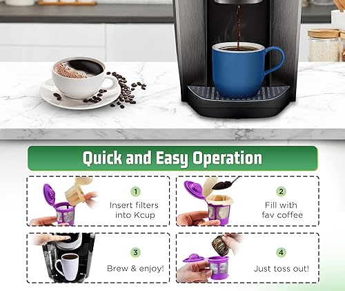 Miniatura 7 de VIVI SKY Filtros K Cup desechables con tapa, 100 filtros de café, filtros de papel K Cup para cafeteras Keurg de una sola porción 1.0 y 2.0 cápsulas