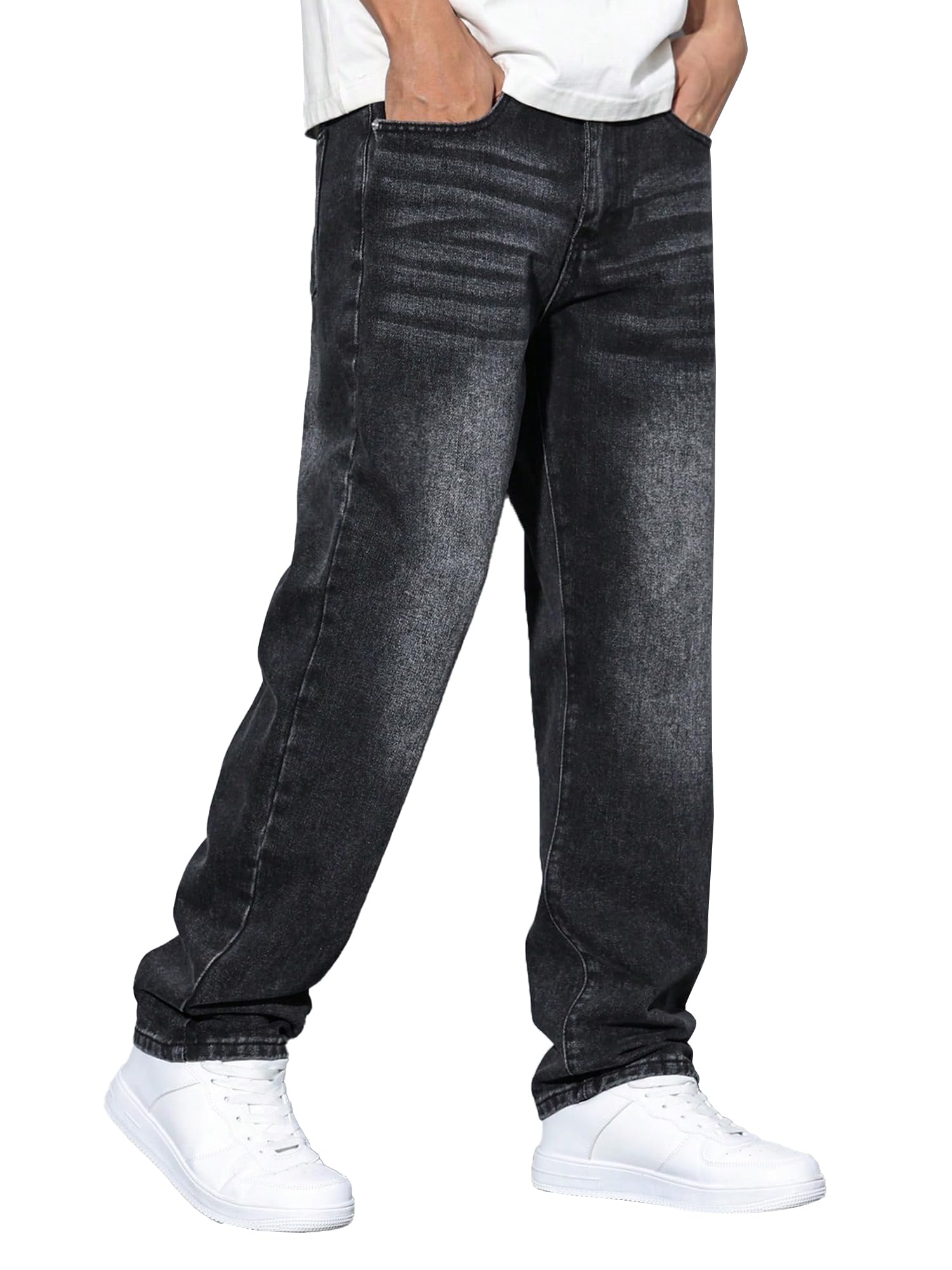 JMIERR Jeans Herren Baggy Baumwolle Weite Jeans Hose Herren Stretch Vintage Loose Fit - Bequeme Streetwear Freizeithosen