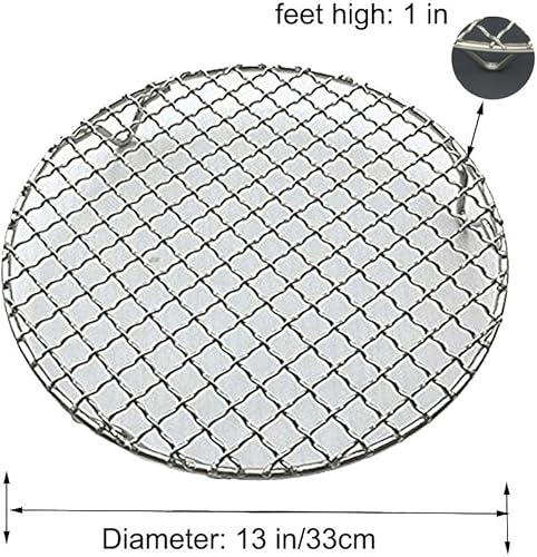 Miniatura 8 de Rejilla de refrigeración redonda de acero inoxidable con alambre cruzado para parrilla con 3 patas para cocinar hornear al vapor (13.7 pulgadas)