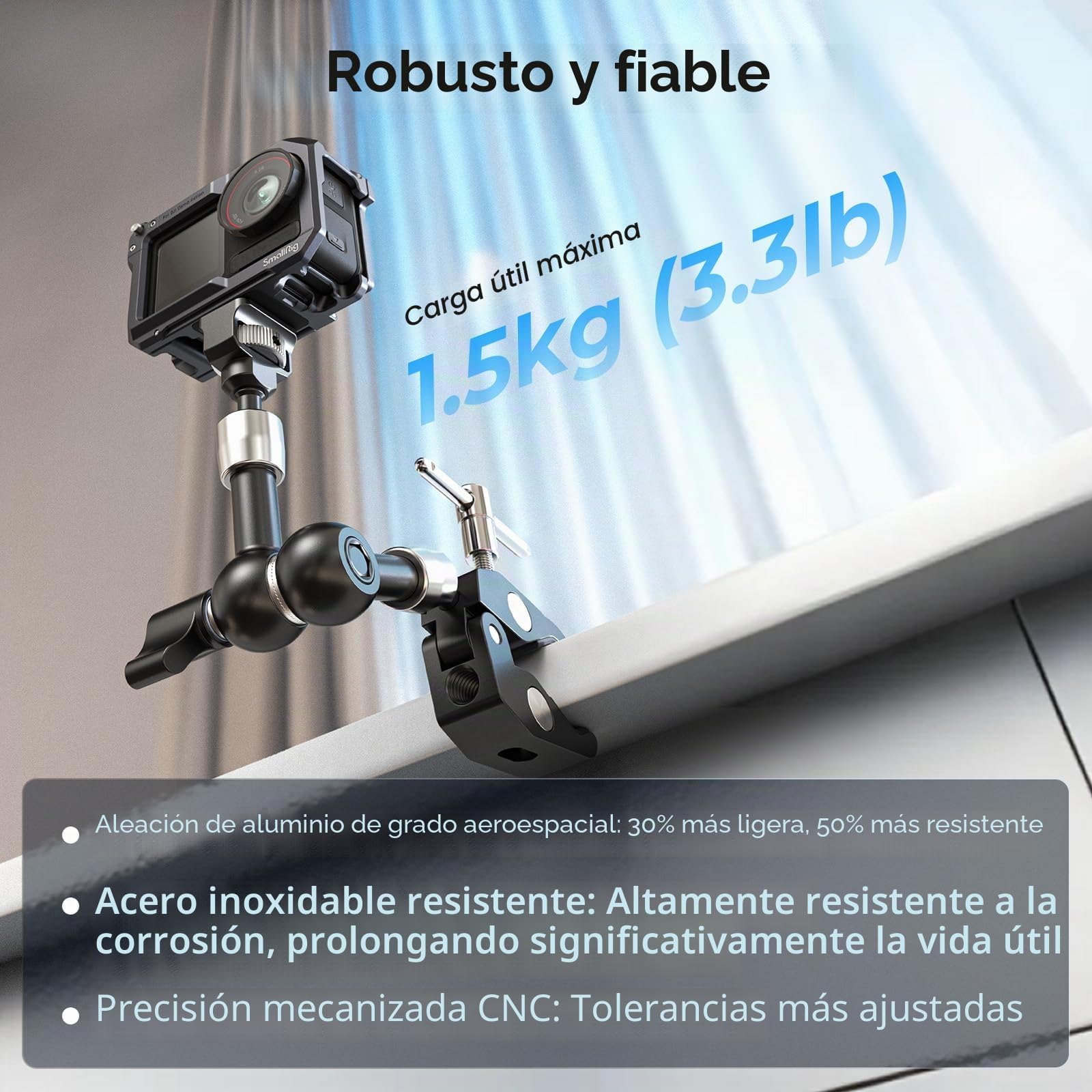 SMALLRIG Brazo mágico de 7 pulgadas con abrazadera en forma de cangrejo, brazo con tornillo de 1/4"-20 y pines retráctiles, para cámaras de acción, monitores, luces de vídeo y micrófonos - 5310