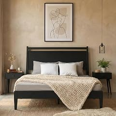 NTC Adept Wooden Bed Frame with Headboard Solid Oak and Rubber Wood Foundation with Silent Slats and Wood
