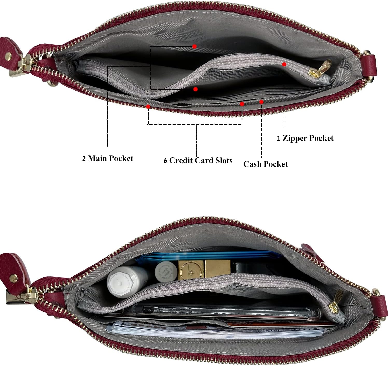 Beurlike Leather Wristlet Wallet Clutch Purses For Women Small Crossbody Phone Bags - Image 6