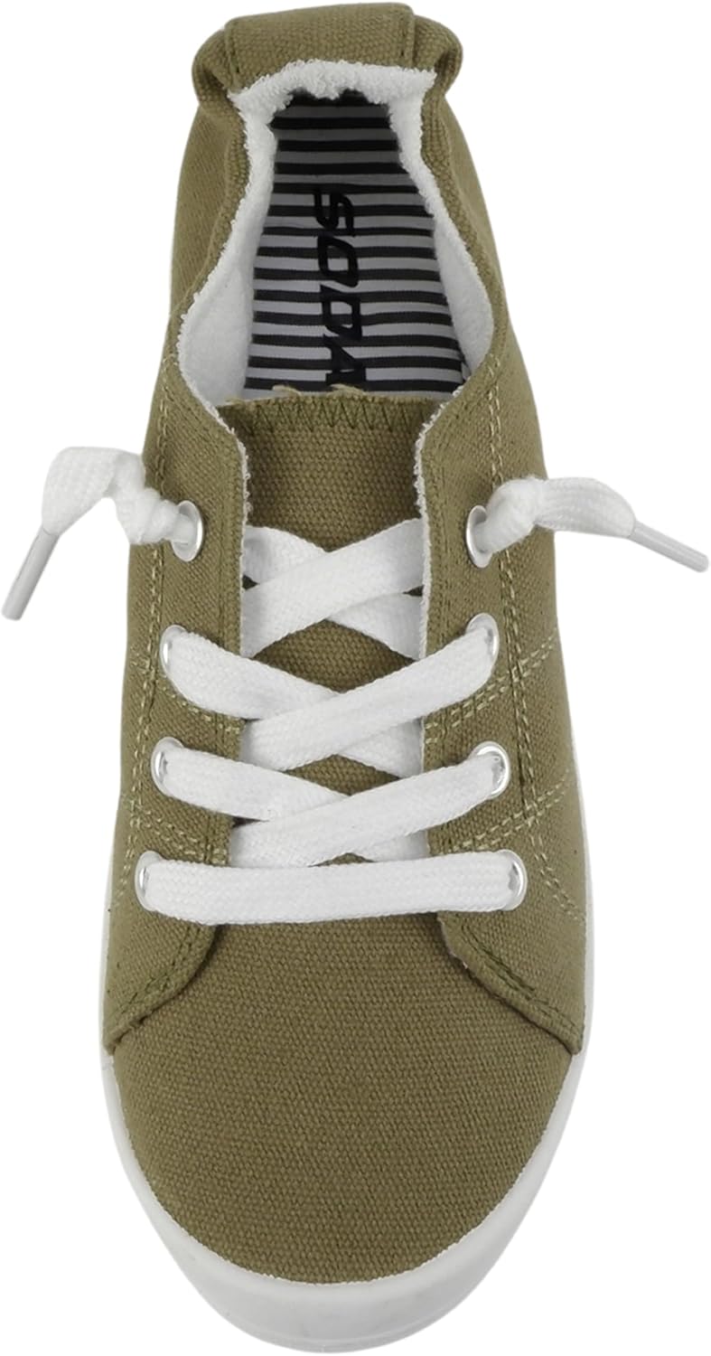 Soda Flat Women Shoes Linen Canvas Slip On Sneakers Lace Up Style Loafers Zig-S - Image 5