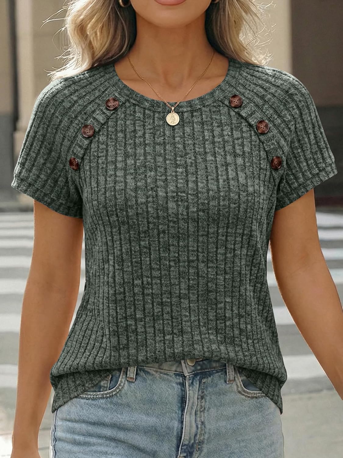 AUTOMET Women's Short Sleeve Shirts Business Casual Blouses Dressy Work Tunic Tops 2026 Spring Sweaters Fashion Clothes - Image 3