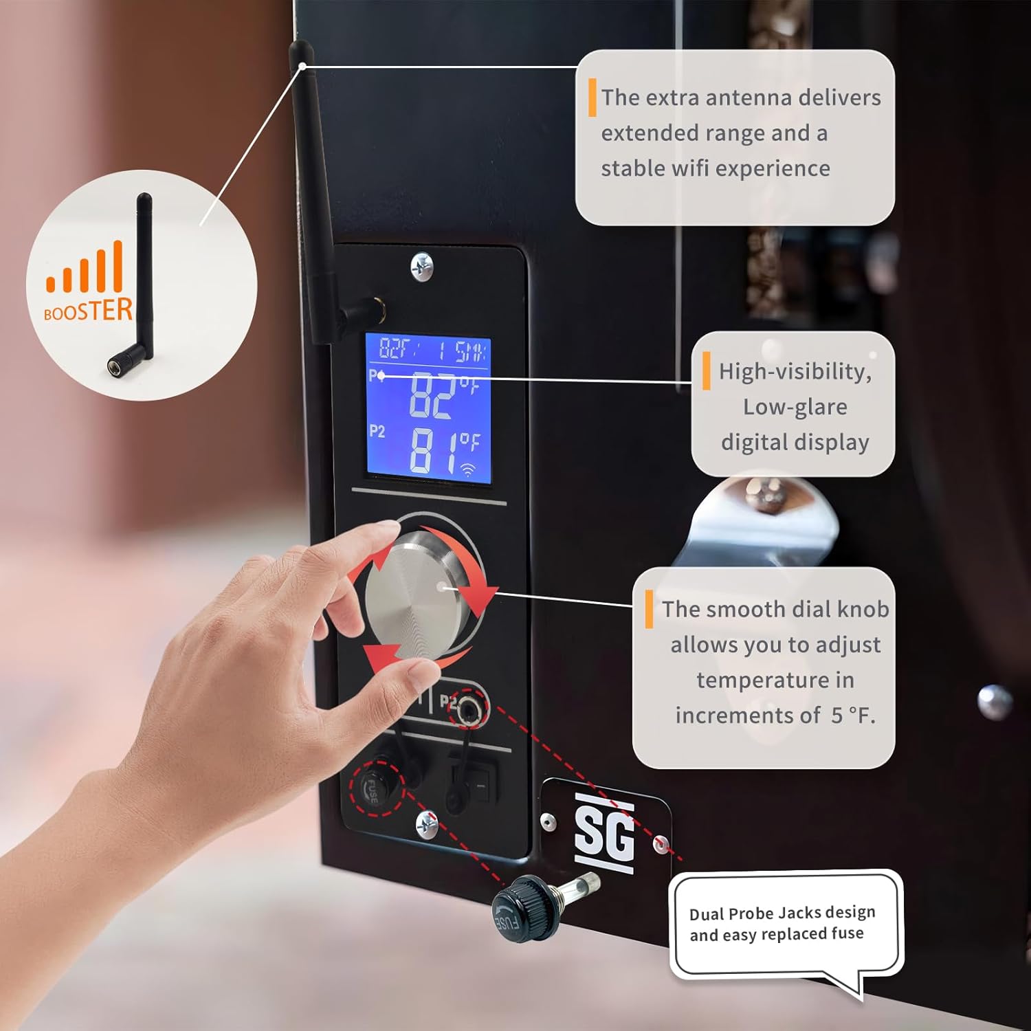 PID WiFi Gen 2 Pellet Grill Controller Replacement Board for Camp Chef (PG24-82) Models of Pursuit 20, SG24, XT24, SGG/SG 30, SGX36, DLX24/36 – App-Enabled Smoker Thermostat Control Panel