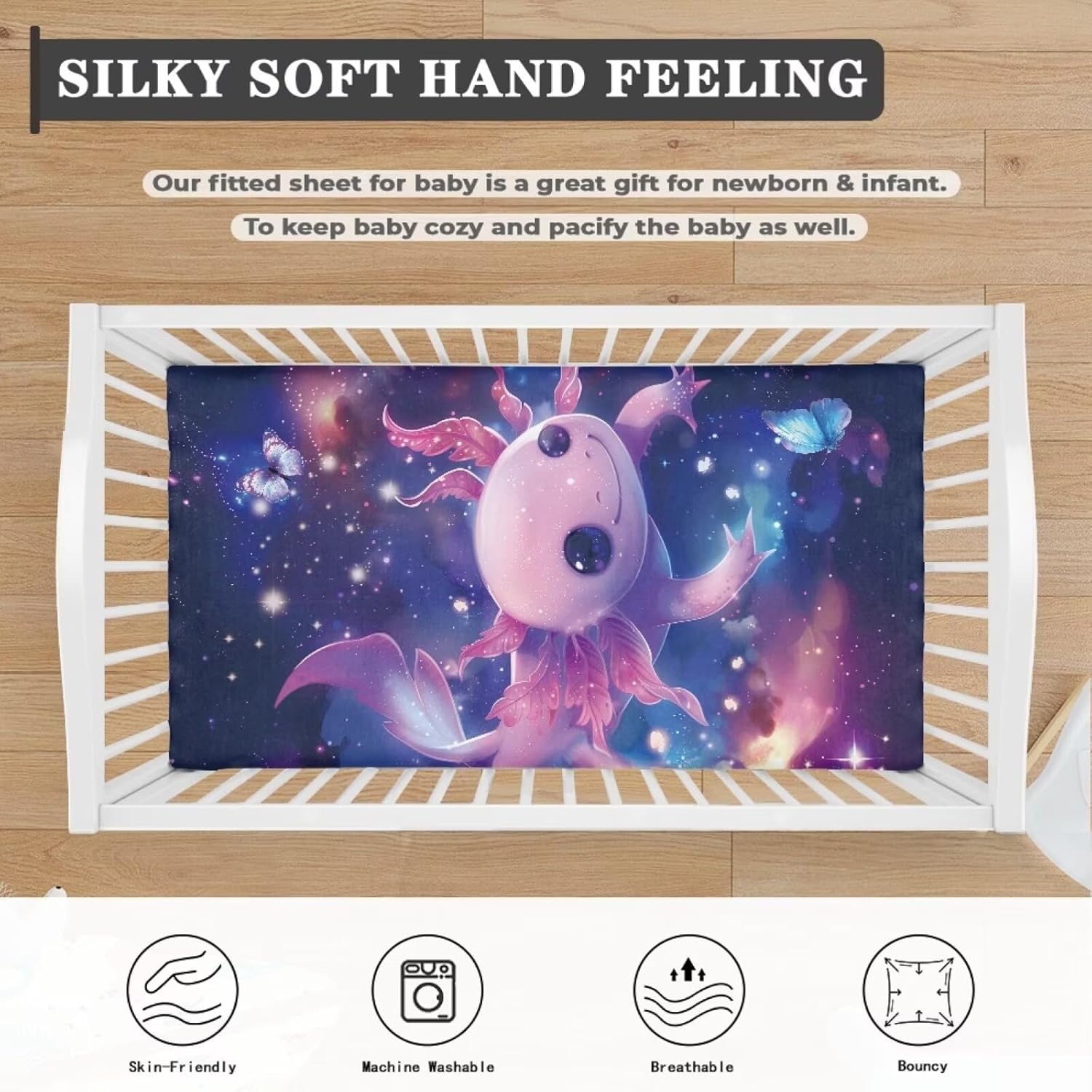 Galaxy Sloth Baby 1 Pack Fitted Mini Crib Sheet 52" x 28", Soft Breathable Neutral Portable Sheet for Boys and Girls, Fits Most Pack Play Mattresses