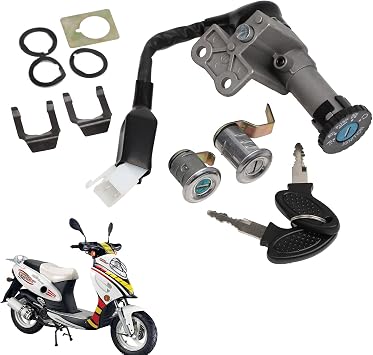 Minho GY6 50cc 150cc Scooter Ignition Switch Key Lock Set Fit for Chinese GY6 Scooter Mopeds Roketa MC-07 Bahama,Taotao VIP,jmstar Zeus,Jonway YY50QT-21,Peace Sports Womoto